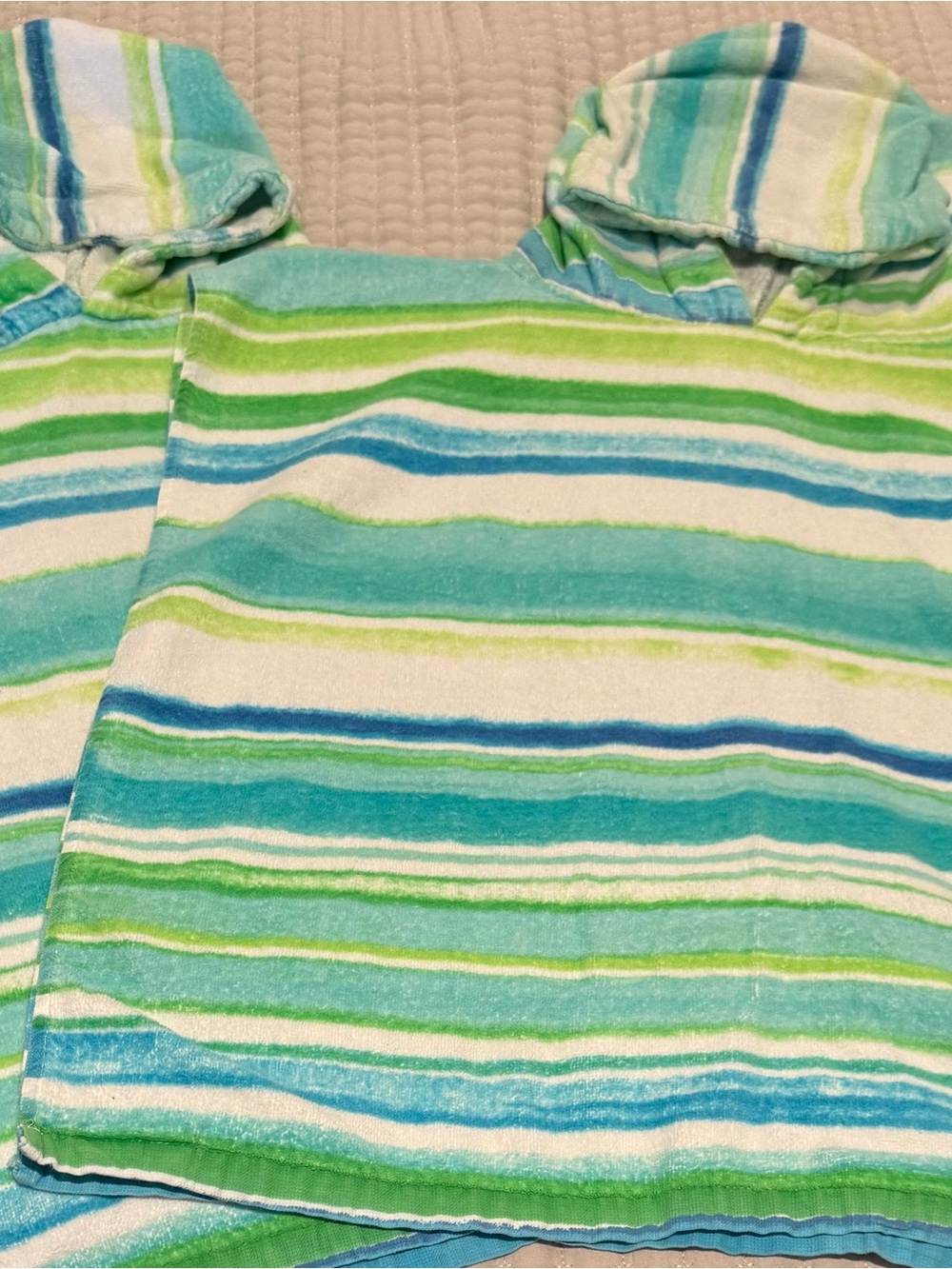 Tommy Bahama Kids Hooded Poncho (2) - Blue, Green & White Stripes